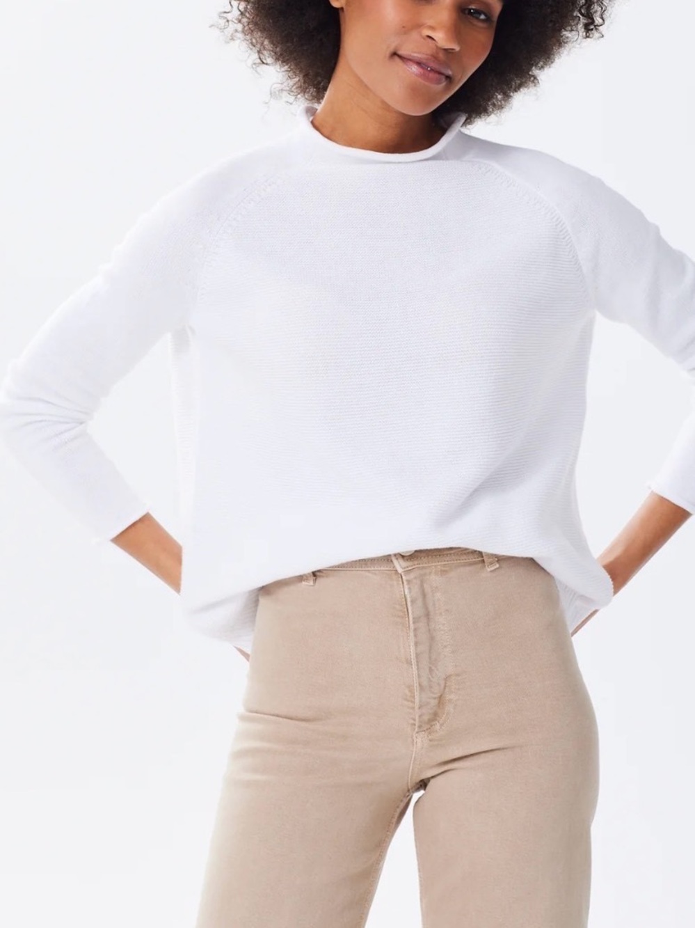 Alice Walk white cotton Mock Neck Sweater